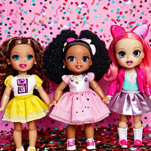 Home 15 A vibrant and playful scene featuring diverse LOL Surprise! dolls in trendy outfits, showcasing various styles and accessories, surrounded by sparkling glitter and confetti, emphasizing the excitement of unboxing, capturing the essence of children's fashion trends.