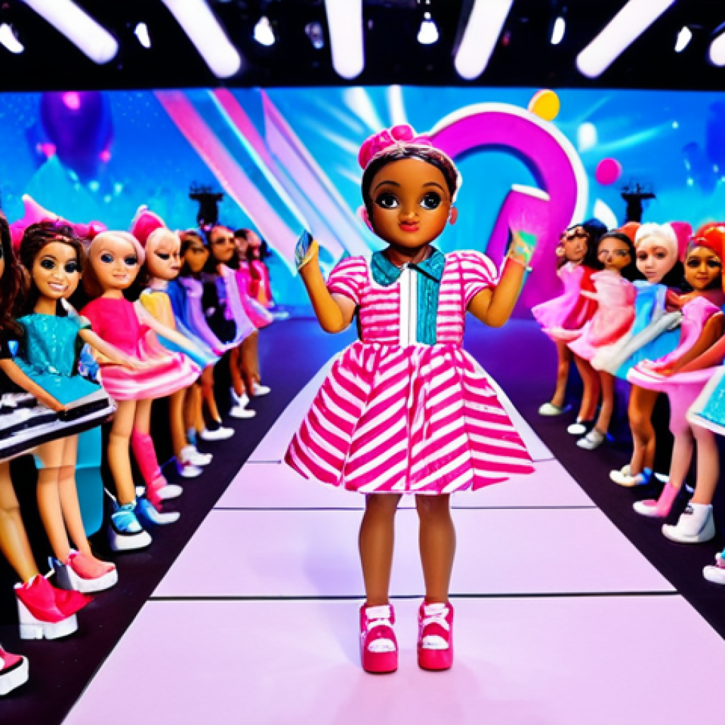 LOL Surprise Fashion Show**
"A vibrant and colorful fashion show featuring fully clothed LOL Surprise dolls as models, each with unique and elaborate outfits; runway setting with flashing lights and cheering crowd; safe for work, appropriate content, professional photography, perfect anatomy, correct proportions, well-formed hands, proper finger count, family-friendly, fully clothed in modest clothing, high detail, dynamic composition."
**