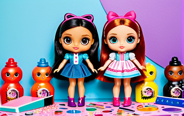 **
"A vibrant, colorful scene depicting LOL Surprise dolls in various fashionable, fully clothed outfits. The dolls are posed dynamically, showcasing mix-and-match accessories. Background features a brightly lit play area with crafting supplies like glitter and stickers. Safe for work, appropriate content, family-friendly, professional illustration, perfect anatomy, natural proportions, well-formed hands, proper finger count, modest clothing."
**
