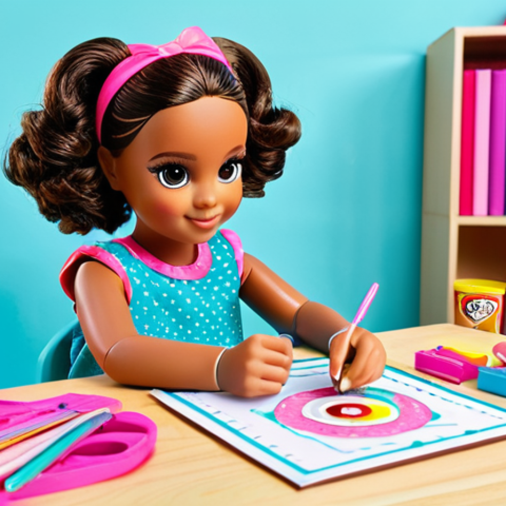 **

A young girl in a brightly colored, fully clothed outfit is customizing a LOL Surprise doll with DIY accessories at a crafting table. The background shows a sunny playroom filled with other LOL dolls and craft supplies. Perfect anatomy, well-formed hands, proper finger count, natural body proportions, safe for work, appropriate content, fully clothed, family-friendly, professional illustration.

**