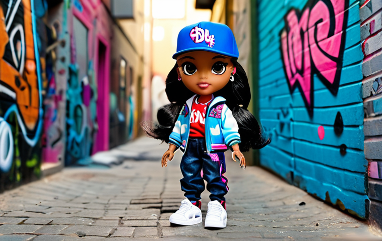 USA - Edgy LOL Surprise OMG Fashion Doll**
"An LOL Surprise OMG fashion doll in a graffiti-covered alleyway, sporting a vibrant hip-hop outfit, complete with a backwards baseball cap and oversized sneakers, perfect anatomy, correct proportions, well-formed hands, safe for work, appropriate content, fully clothed, professional"
**