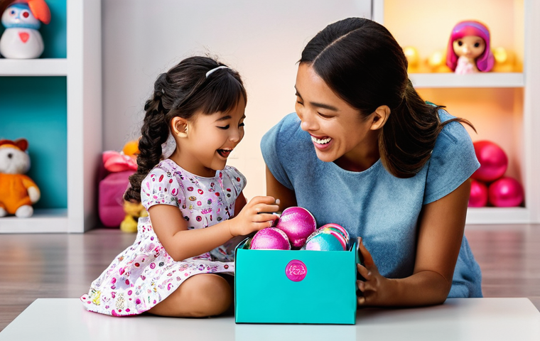 LOL 서프라이즈와 관련된 다양한 소비자 참여 아이디어 - A joyful 8-year-old girl, with bright eyes and a wide smile, sits at a brightly lit crafting table. ...