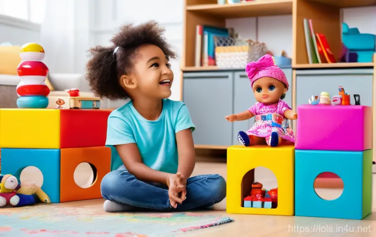 LOL 서프라이즈의 언박싱을 주제로 한 콘텐츠 - A joyful 7-year-old girl, wearing a bright pink t-shirt and denim overalls, with her brown hair in p...