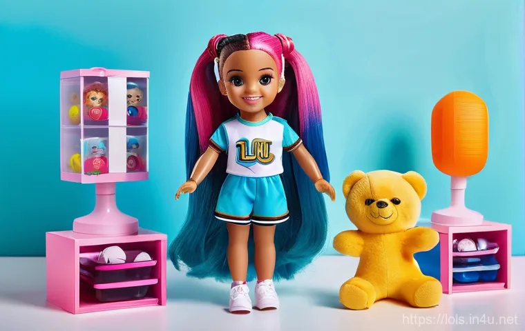 LOL 서프라이즈 제품군별 연령 추천 - A bright and colorful playroom scene with a happy, smiling young girl (around 4-5 years old, wearing... LOL 서프라이즈 제품군별 연령 추천 - A bright and colorful playroom scene with a happy, smiling young girl (around 4-5 years old, wearing...