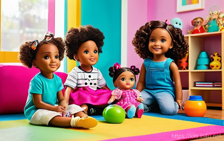 LOL 서프라이즈와 연계된 책과 교육 자료 - **Prompt:** A diverse group of joyful children, aged 6-10, are gathered in a brightly colored, imagi...