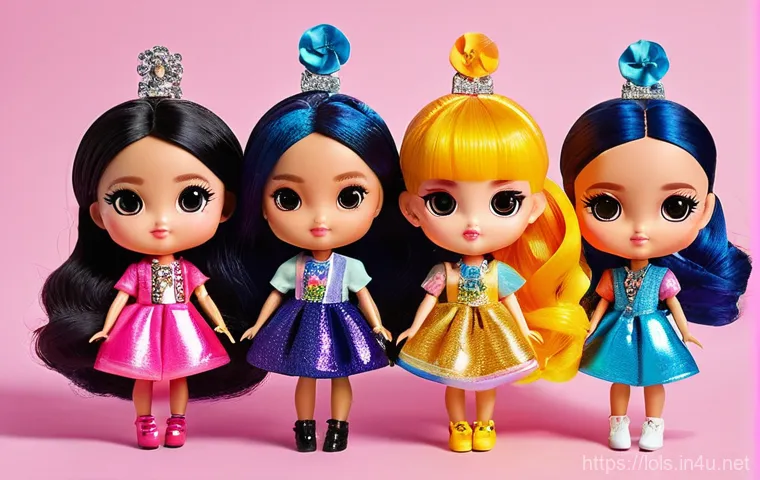 LOL 서프라이즈의 지역별 선호 트렌드 - **Prompt 1: Asian Children's LOL Surprise Fashion - K-Pop Bling**
"A group of four cheerful East...