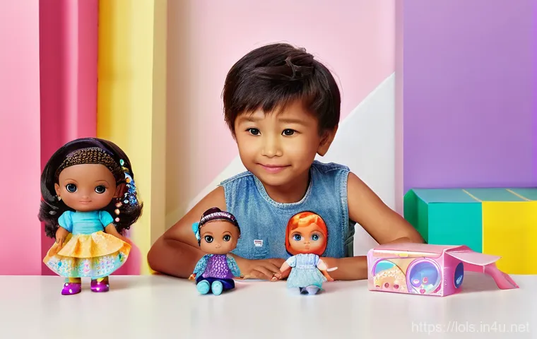 LOL 서프라이즈로 진행한 글로벌 캠페인 - A brightly lit, colorful scene capturing the thrilling unboxing experience of L.O.L. Surprise! dolls...