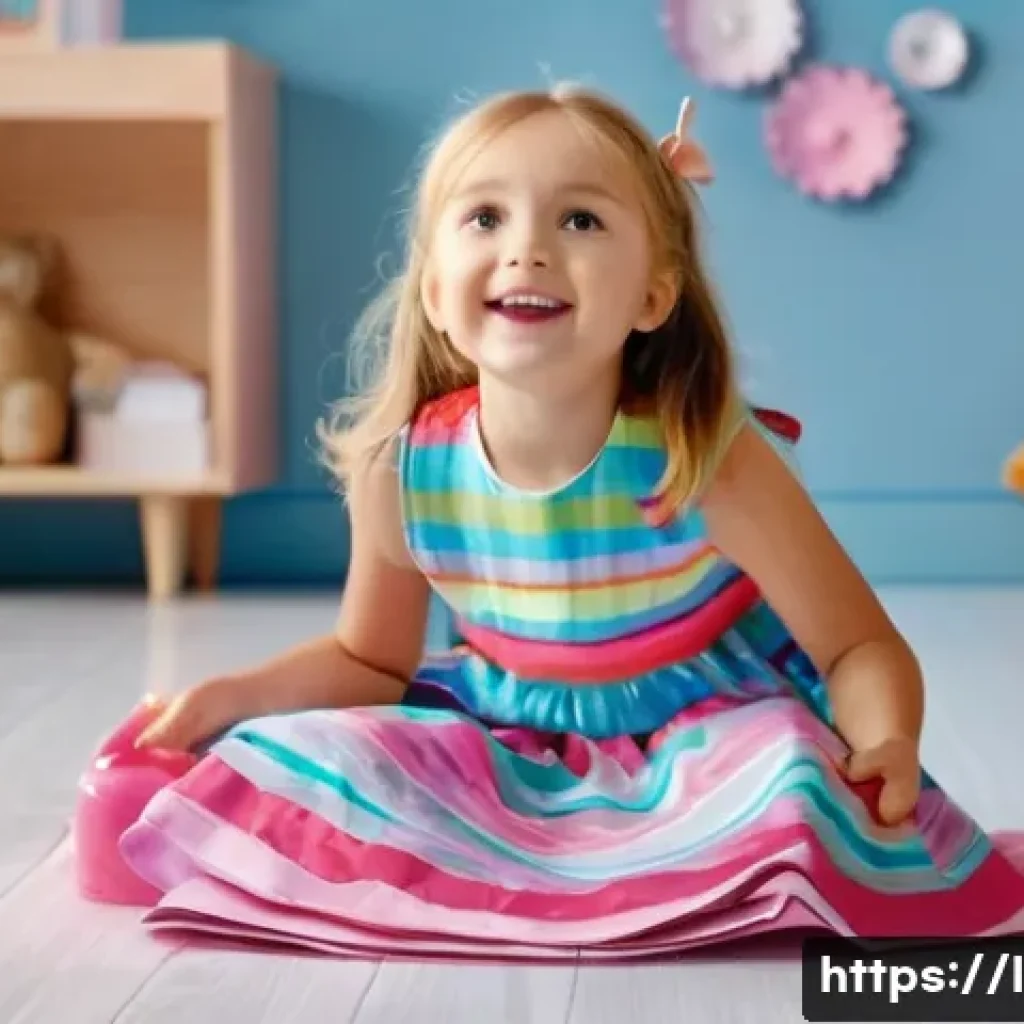 LOL 서프라이즈의 장난감 트렌드 분석 - A joyful 7-year-old girl with bright, curious eyes, wearing a cute, colorful sundress, excitedly unw...